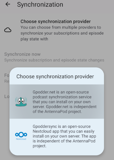 AntennaPod configuration provider