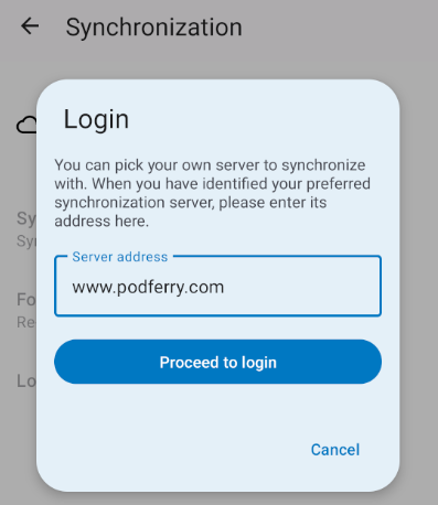 AntennaPod configuration login